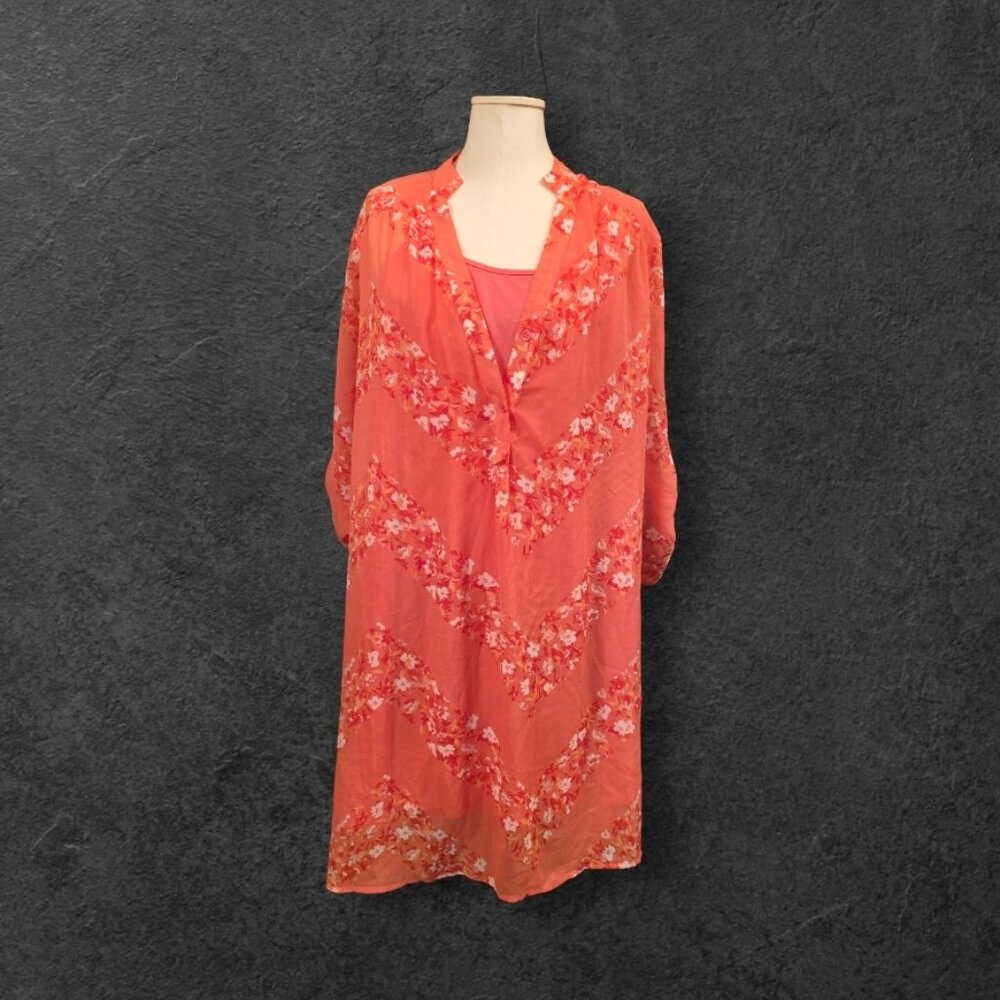 Women's floral chevron flowy tunic dress size 2x